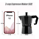 Stovetop Espresso Maker Espresso Cup Moka Pot Classic Cafe Maker Percolator Coffee Maker Italian Espresso for Gas or Electric Aluminum Black Gift package with 2 cups - Starttech Online Market