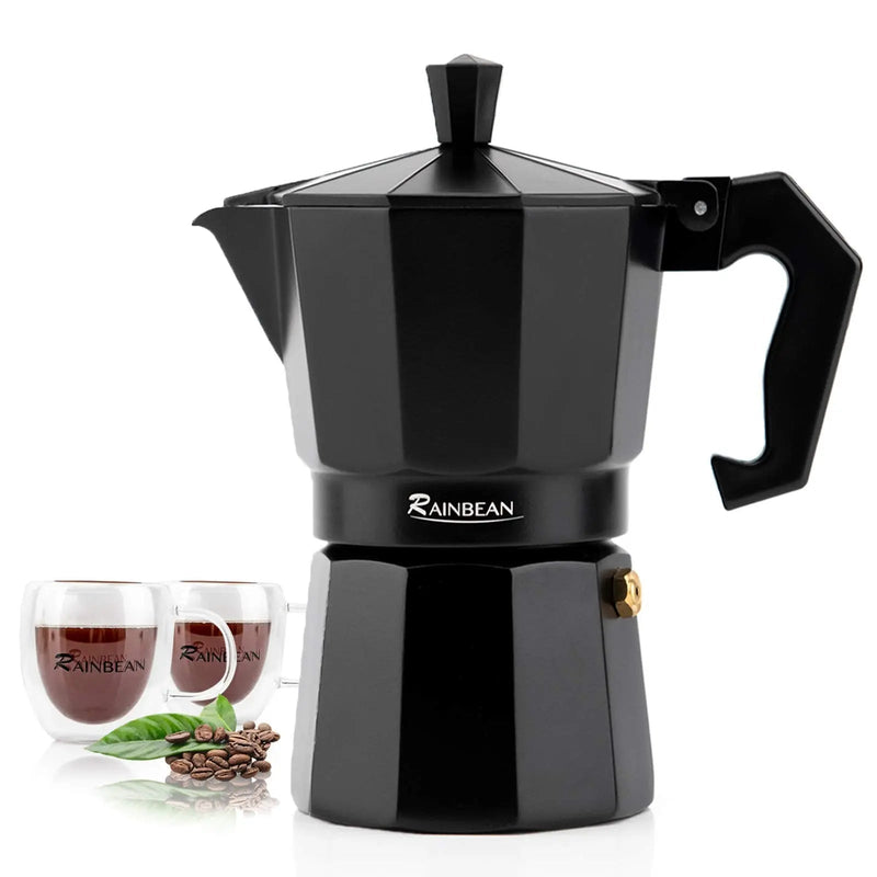 Stovetop Espresso Maker Espresso Cup Moka Pot Classic Cafe Maker Percolator Coffee Maker Italian Espresso for Gas or Electric Aluminum Black Gift package with 2 cups - Starttech Online Market