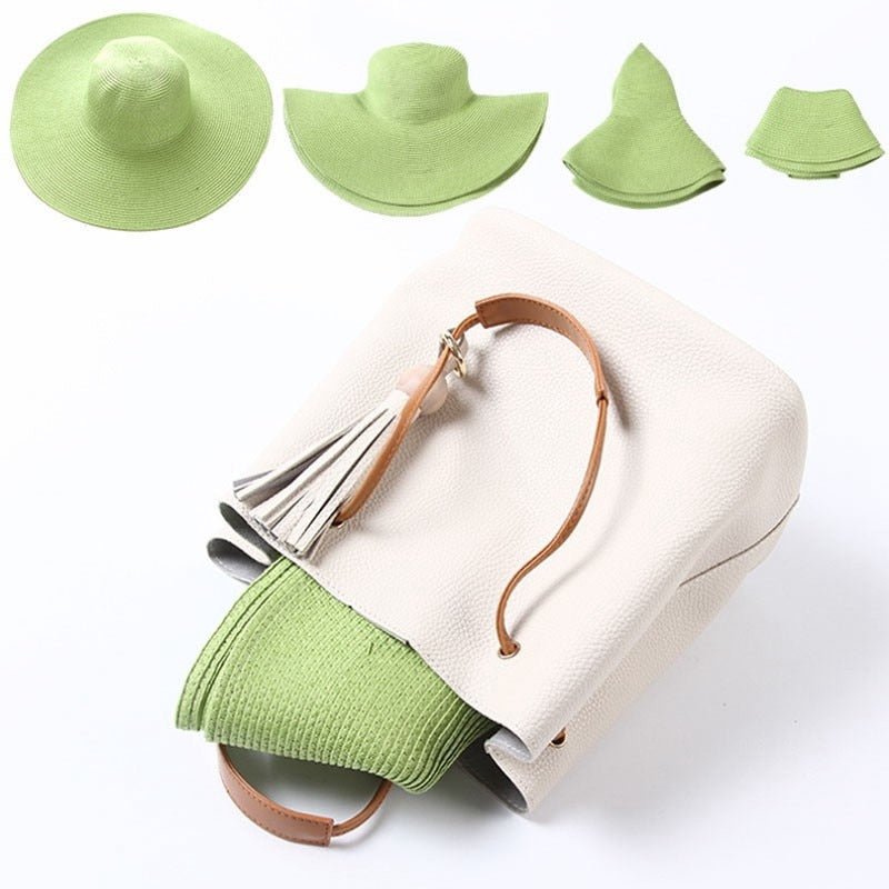 Summer Fashion Floppy Straw Hats Casual Vacation Travel Wide Brimmed Foldable Beach Hats For Women - Starttech Online Market