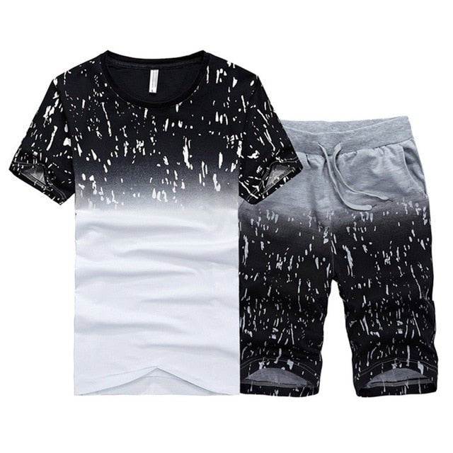Summer New Men's Set Short Casual Suits Sportswear Mens Clothing Man Two Pieces Fashion Print Sets Male sweatshirt Men Brand 4XL - Starttech Online Market