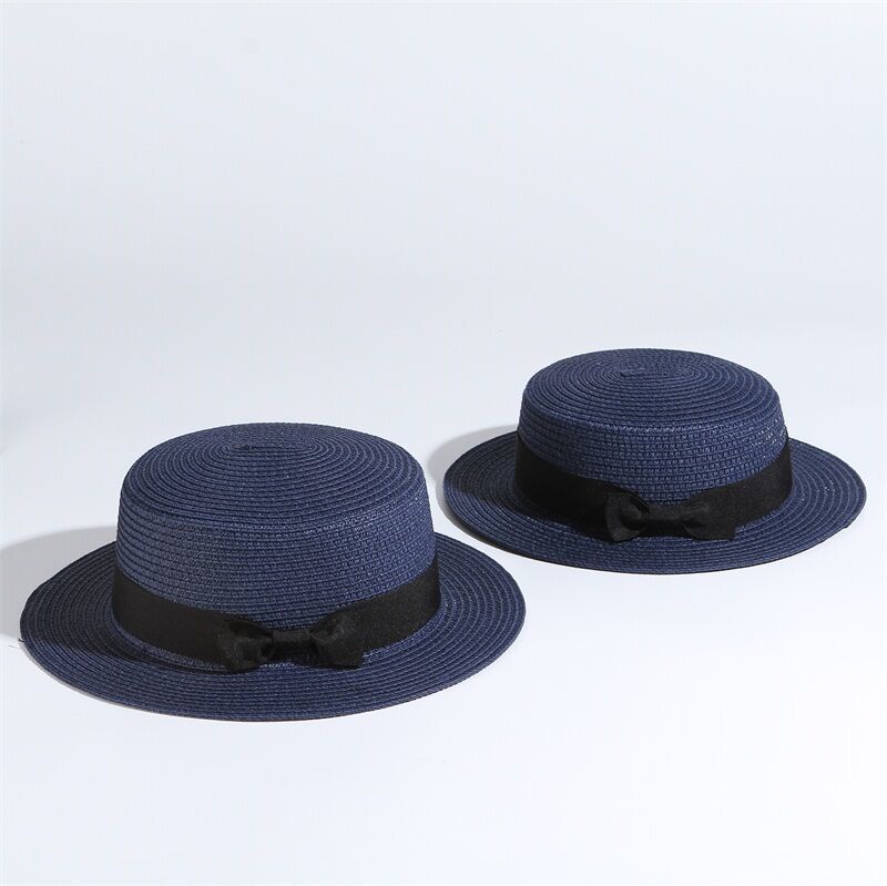 Summer Parent-Child Beach Hat Female Casual Panama Hat Lady Brand Women Flat brim Bowknot Straw Cap Girls Sun Hat - Starttech Online Market