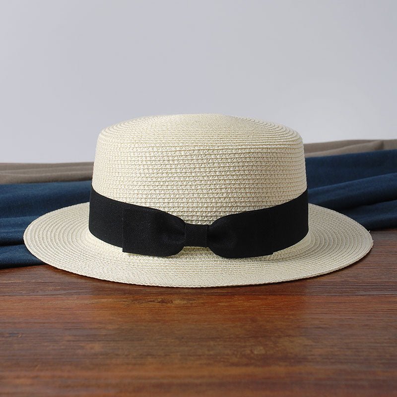 Summer Parent-Child Beach Hat Female Casual Panama Hat Lady Brand Women Flat brim Bowknot Straw Cap Girls Sun Hat - Starttech Online Market