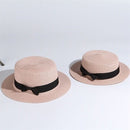 Summer Parent-Child Beach Hat Female Casual Panama Hat Lady Brand Women Flat brim Bowknot Straw Cap Girls Sun Hat - Starttech Online Market
