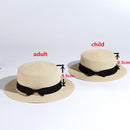 Summer Parent-Child Beach Hat Female Casual Panama Hat Lady Brand Women Flat brim Bowknot Straw Cap Girls Sun Hat - Starttech Online Market