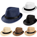 Summer Unisex Women Men Trilby Gangster Cap Beach Straw Hat Band Sun hat - Starttech Online Market