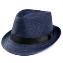 Summer Unisex Women Men Trilby Gangster Cap Beach Straw Hat Band Sun hat - Starttech Online Market