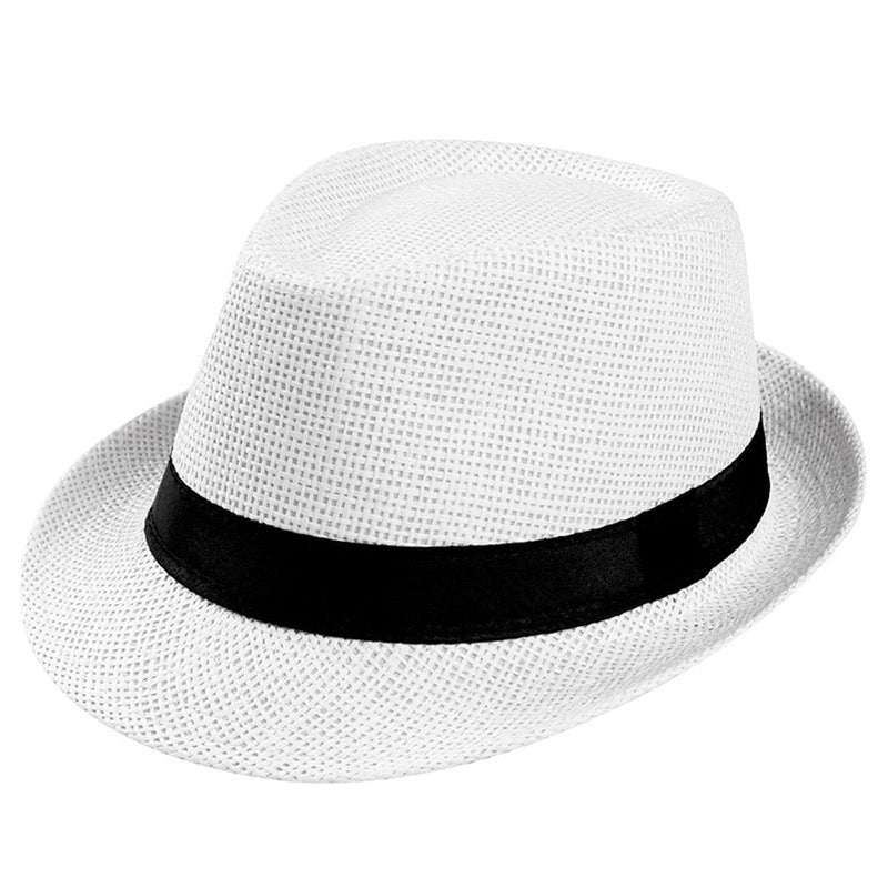 Summer Unisex Women Men Trilby Gangster Cap Beach Straw Hat Band Sun hat - Starttech Online Market