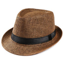 Summer Unisex Women Men Trilby Gangster Cap Beach Straw Hat Band Sun hat - Starttech Online Market