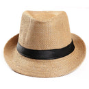 Summer Unisex Women Men Trilby Gangster Cap Beach Straw Hat Band Sun hat - Starttech Online Market
