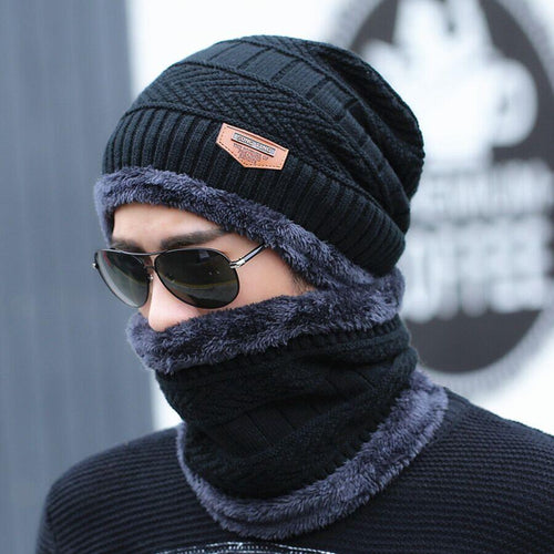SUOGRY Neck warmer winter hat knit cap scarf cap Winter Hats For men knitted hat men Beanie Knit Hat Skullies Beanies - Starttech Online Market
