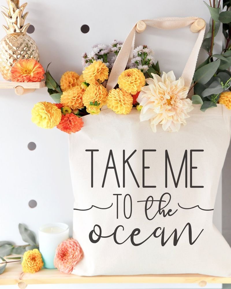 Take Me to the Ocean Cotton Canvas Tote Bag - Starttech Online Market