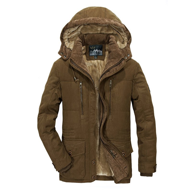 The New Winter Jacket Middle age Men Plus Thick Warm Casual Hooded Coat - Starttech Online Market