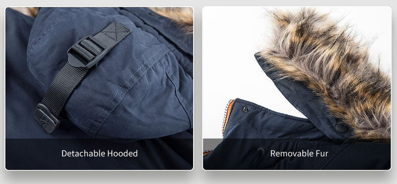 TIGER FORCE Winter Jacket Men Padded Warm Winter Coat Artificial Fur Big Pockets Thick Parkas Medium-long - Starttech Online Market