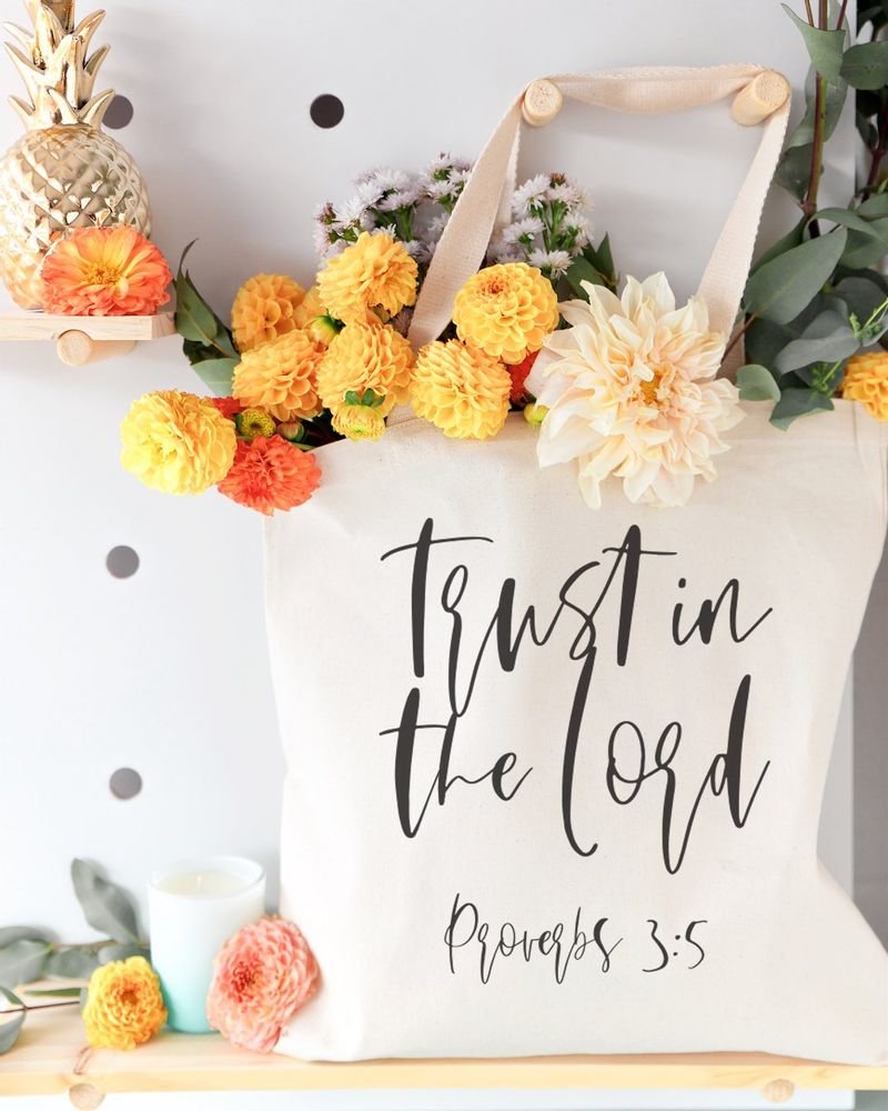 Trust in the Lord, Proverbs 3:5 Cotton Canvas Tote Bag - Starttech Online Market
