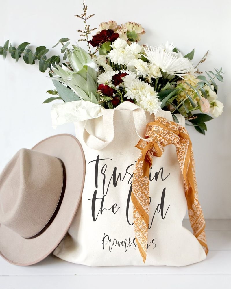 Trust in the Lord, Proverbs 3:5 Cotton Canvas Tote Bag - Starttech Online Market
