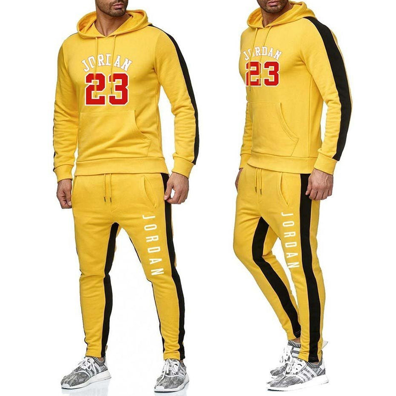 Two Piece Men Outfits Winter Warm Tracksuit Jordan Hoodie Sweatpants Velvet Jogging Set - Starttech Online Market