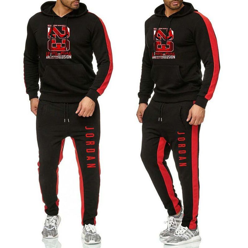 Two Piece Men Outfits Winter Warm Tracksuit Jordan Hoodie Sweatpants Velvet Jogging Set - Starttech Online Market