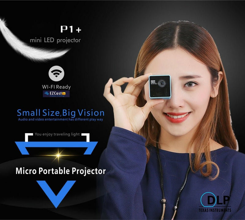 UNIC P1 Plus WIFI Wireless Pocket DLP Mini Portable Projector 30 Lumens Micro Miracast DLNA Video Projector UNIC P1 + H Wifi - Starttech Online Market
