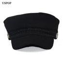 USPOP 2019 hot Autumn fashion women's wool hat British style warm retro newsboy caps military octagonal cap female visor caps - Starttech Online Market