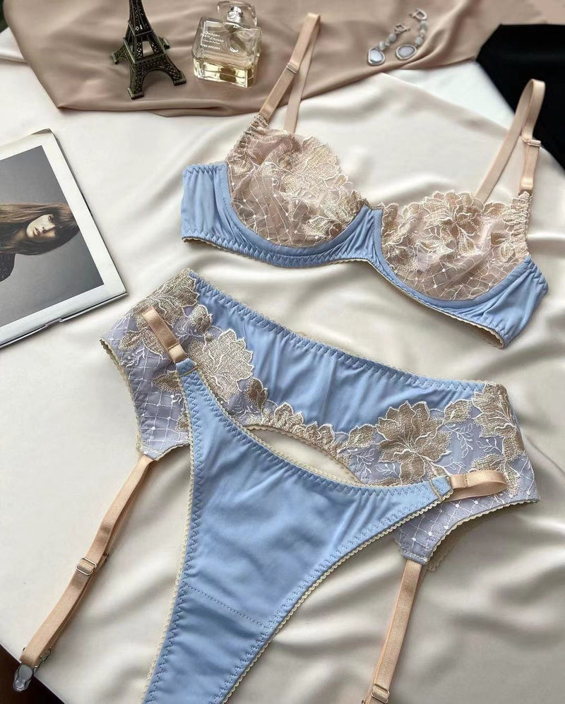 Vintage Lingerie High-end Craft Three-piece Sexy Underwear Set - Starttech Online Market