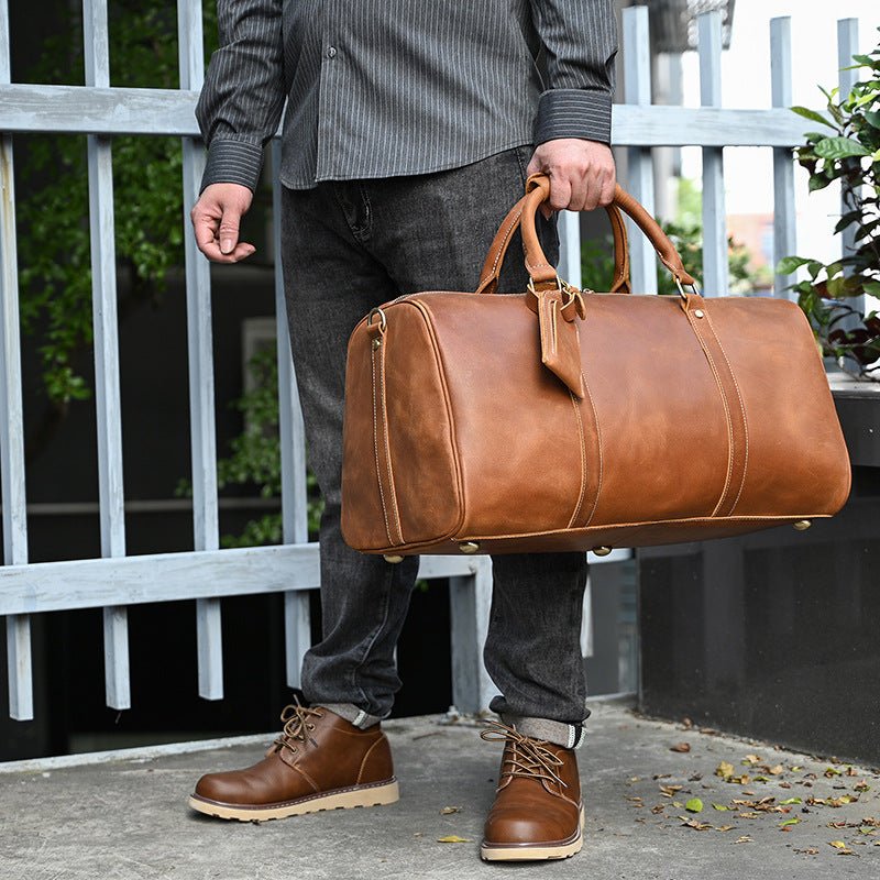 Vintage Travel Bag Multifunctional Leather Duffle Bag Folding - Starttech Online Market