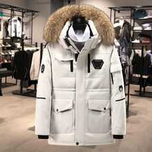Load image into Gallery viewer, Warm and Waterproof Hooded White Duck Down Men Detachable Fur Collar Jacket - Starttech Online Market
