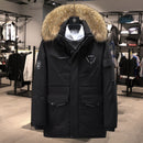 Warm and Waterproof Hooded White Duck Down Men Detachable Fur Collar Jacket - Starttech Online Market