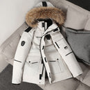 Warm and Waterproof Hooded White Duck Down Men Detachable Fur Collar Jacket - Starttech Online Market