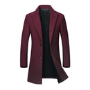 Warm Winter Windbreaker Long Jacket Button Coat Men Fashion Wool Coat Blend - Starttech Online Market