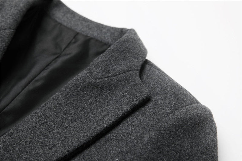 Warm Winter Windbreaker Long Jacket Button Coat Men Fashion Wool Coat Blend - Starttech Online Market
