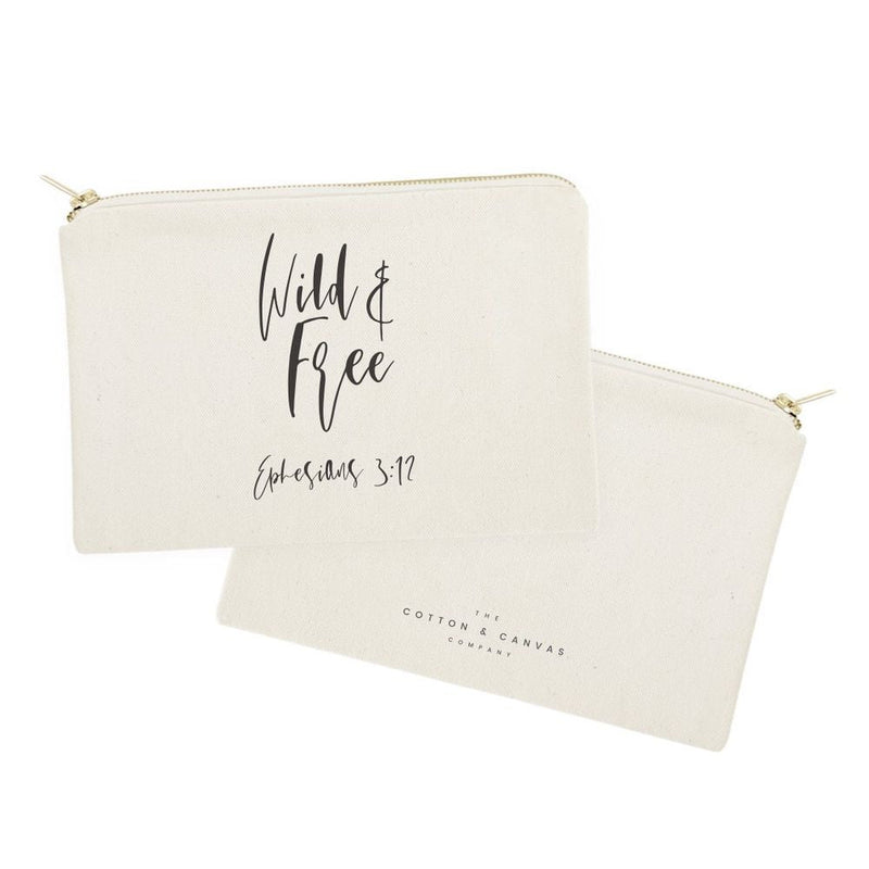 Wild and Free, Ephesians 3:12 Cotton Canvas Cosmetic Bag - Starttech Online Market