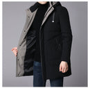 Winter Jacket Men Duck Down Thick Warm Long Hooded Solid Colour Down Fashion Casual Coat - Starttech Online Market