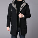 Winter Jacket Men Duck Down Thick Warm Long Hooded Solid Colour Down Fashion Casual Coat - Starttech Online Market