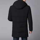 Winter Jacket Men Duck Down Thick Warm Long Hooded Solid Colour Down Fashion Casual Coat - Starttech Online Market