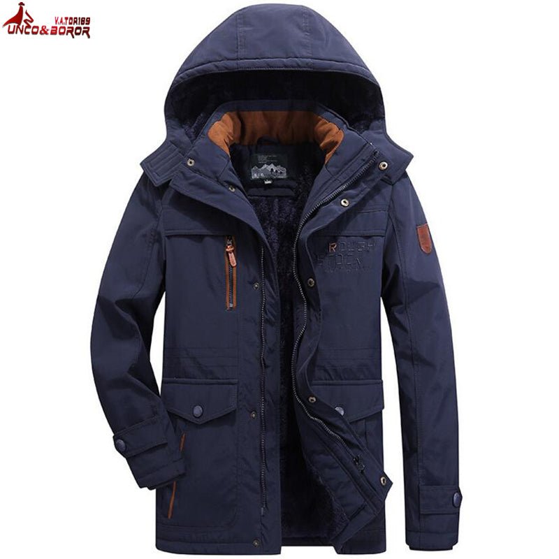 winter jacket men thick wool Liner multi-pocket Business casual cotton parkas man snow coat windbreaker fur hooded overcoat - Starttech Online Market