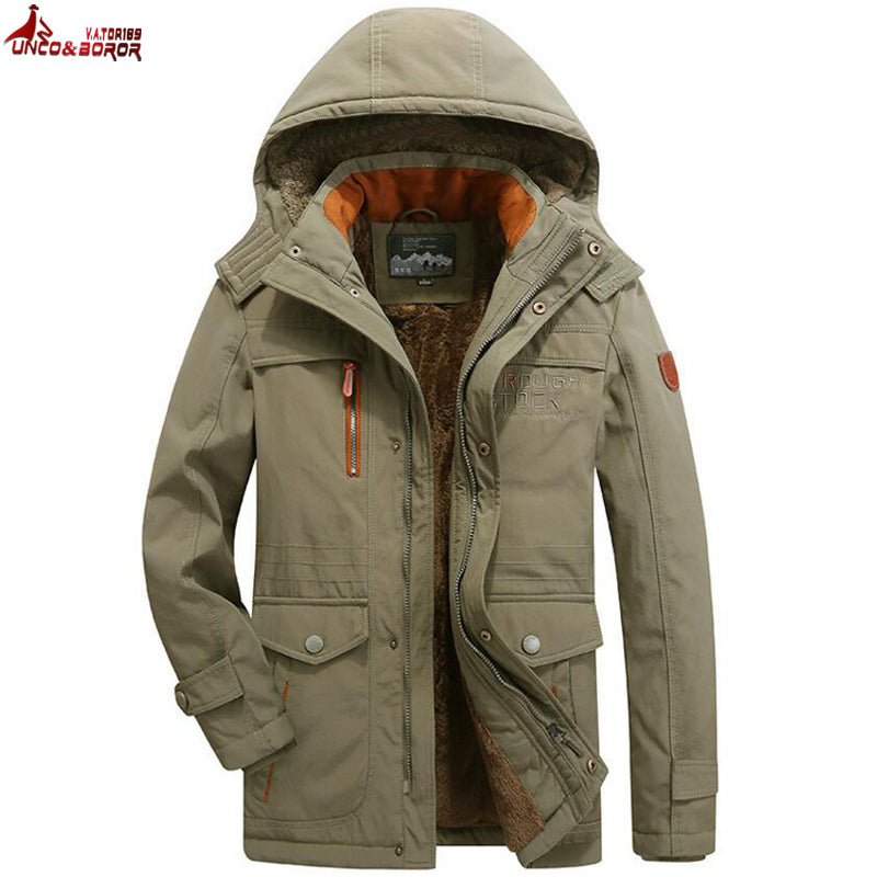 winter jacket men thick wool Liner multi-pocket Business casual cotton parkas man snow coat windbreaker fur hooded overcoat - Starttech Online Market