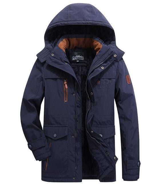 winter jacket men thick wool Liner multi-pocket Business casual cotton parkas man snow coat windbreaker fur hooded overcoat - Starttech Online Market