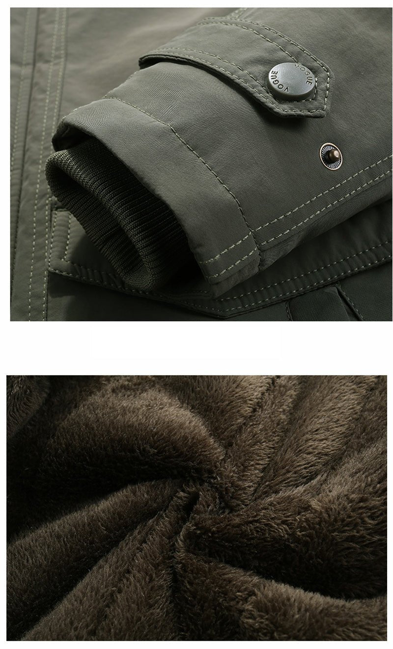 winter jacket men thick wool Liner multi-pocket Business casual cotton parkas man snow coat windbreaker fur hooded overcoat - Starttech Online Market
