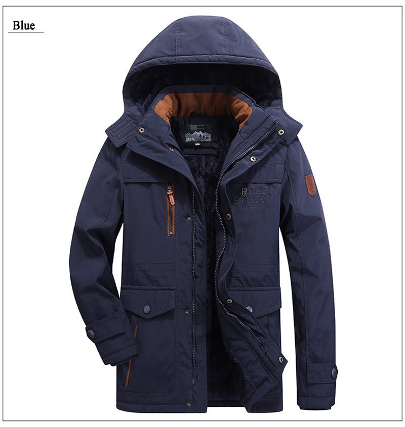 winter jacket men thick wool Liner multi-pocket Business casual cotton parkas man snow coat windbreaker fur hooded overcoat - Starttech Online Market