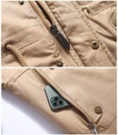 Winter Men's Thicken Long Fur Collar Jacket Windproof Hooded Warm Parka Multi-pockets Zipper Fleece Outdoor Overcoat - Starttech Online Market