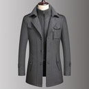 Winter Men's Woollen Windbreaker Coat Single Breasted Trench Slim Fit Business Casual Wool Jacket Blends - Starttech Online Market