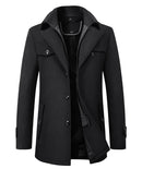 Winter Men's Woollen Windbreaker Coat Single Breasted Trench Slim Fit Business Casual Wool Jacket Blends - Starttech Online Market