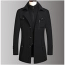 Winter Men's Woollen Windbreaker Coat Single Breasted Trench Slim Fit Business Casual Wool Jacket Blends - Starttech Online Market