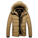 Winter Padded Men's Plus Velvet Jackets Parka Fur Collar Hooded Coat Casual Outerwear Cotton Clothing - Starttech Online Market