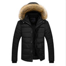 Winter Padded Men's Plus Velvet Jackets Parka Fur Collar Hooded Coat Casual Outerwear Cotton Clothing - Starttech Online Market