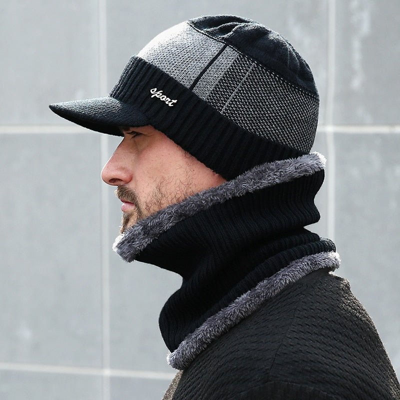 Winter Skullies & Beanies Men Women Wool Scarf Caps Set Bonnet Knitted Hat - Starttech Online Market