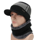 Winter Skullies & Beanies Men Women Wool Scarf Caps Set Bonnet Knitted Hat - Starttech Online Market