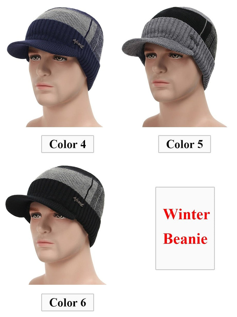 Winter Skullies & Beanies Men Women Wool Scarf Caps Set Bonnet Knitted Hat - Starttech Online Market