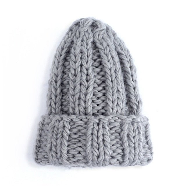 Women Hand Made Knitting Hat High Quality Customizable Logo Winter Warmer Ear Thick Soft Beanie Lady Chunky Knitted Rib Hats - Starttech Online Market