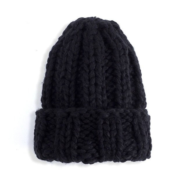 Women Hand Made Knitting Hat High Quality Customizable Logo Winter Warmer Ear Thick Soft Beanie Lady Chunky Knitted Rib Hats - Starttech Online Market